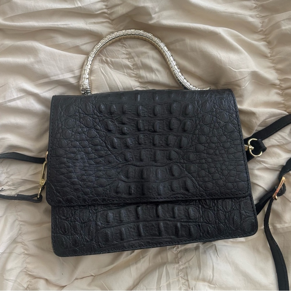 House of Harlow 1960 Black Embossed Satchel